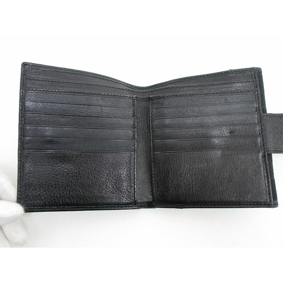 Gucci GG Double Hook Wallet Compact Black Canvas Leather - Picture 7 of 8